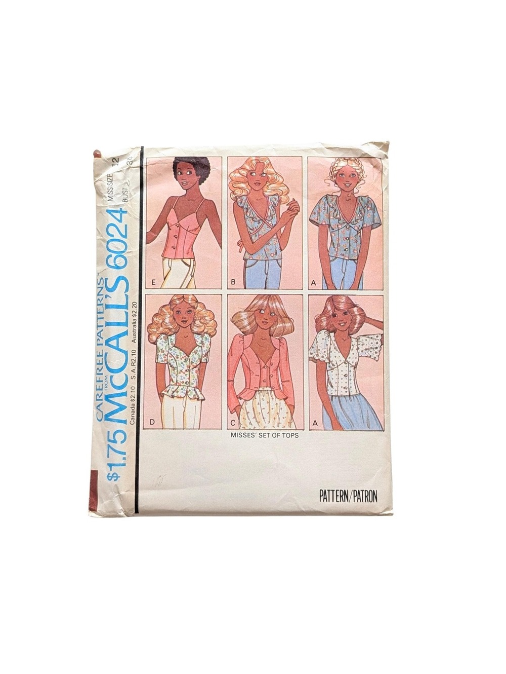 1978 Vintage McCall's 6024 Sewing Pattern - Misses Set of Tops